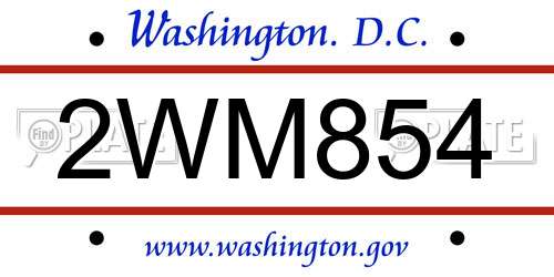 2WM854 District Of Columbia License Plate