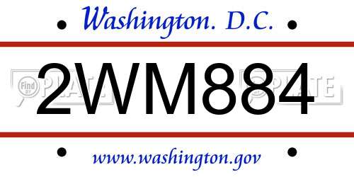 2WM884 District Of Columbia License Plate