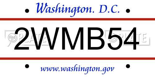 2WMB54 District Of Columbia License Plate