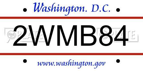 2WMB84 District Of Columbia License Plate