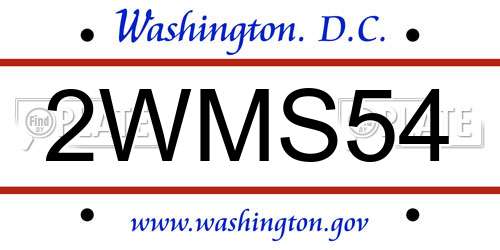 2WMS54 District Of Columbia License Plate