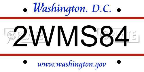 2WMS84 District Of Columbia License Plate