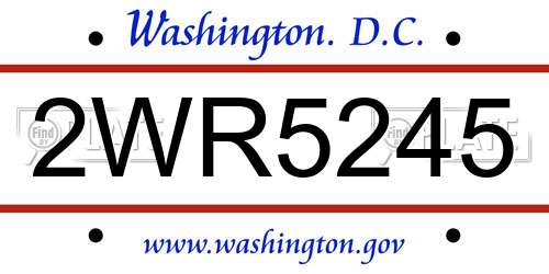 2WR5245 District Of Columbia License Plate