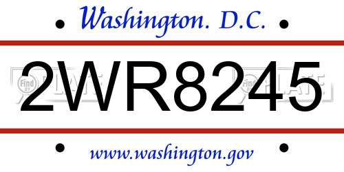 2WR8245 District Of Columbia License Plate