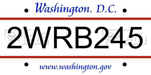 2WRB245 District Of Columbia License Plate