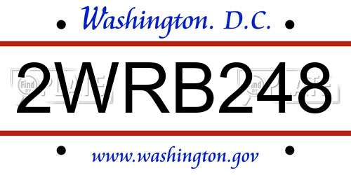 2WRB248 District Of Columbia License Plate