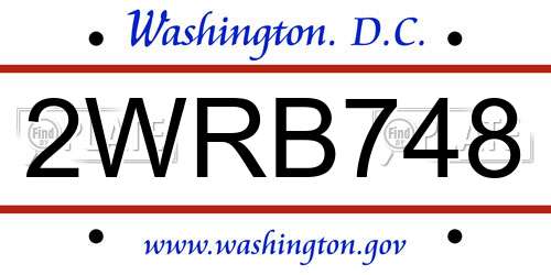 2WRB748 District Of Columbia License Plate