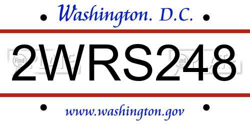 2WRS248 District Of Columbia License Plate