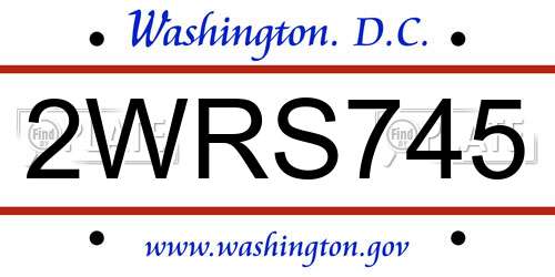 2WRS745 District Of Columbia License Plate