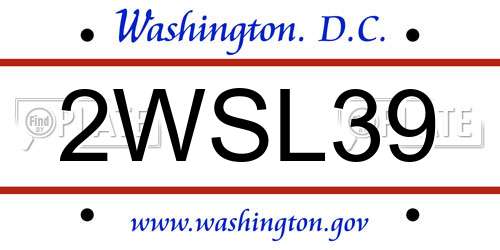 2WSL39 District Of Columbia License Plate