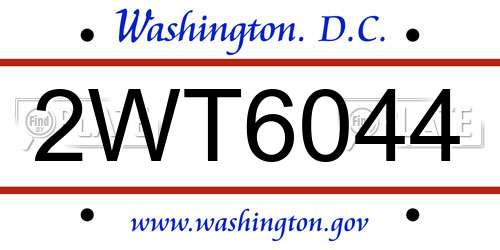 2WT6044 District Of Columbia License Plate