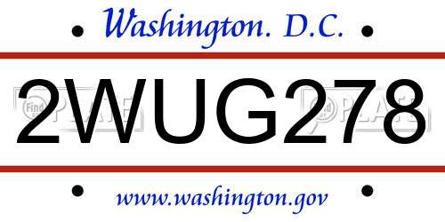 2WUG278 District Of Columbia License Plate