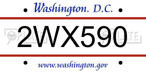 2WX590 District Of Columbia License Plate