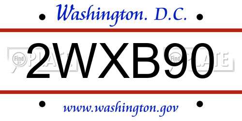 2WXB90 District Of Columbia License Plate