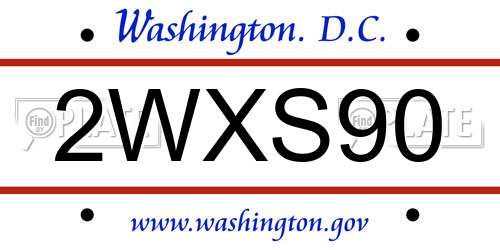 2WXS90 District Of Columbia License Plate