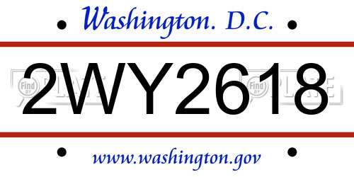 2WY2618 District Of Columbia License Plate