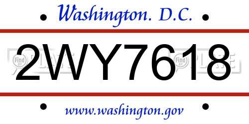 2WY7618 District Of Columbia License Plate