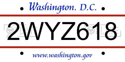 2WYZ618 District Of Columbia License Plate