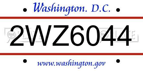 2WZ6044 District Of Columbia License Plate