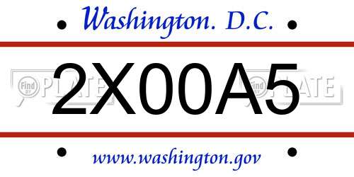 2X00A5 District Of Columbia License Plate