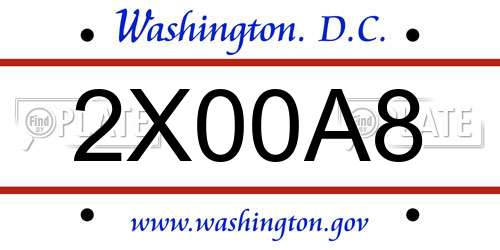2X00A8 District Of Columbia License Plate