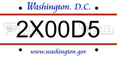 2X00D5 District Of Columbia License Plate