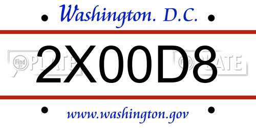 2X00D8 District Of Columbia License Plate