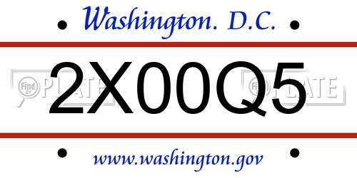 2X00Q5 District Of Columbia License Plate