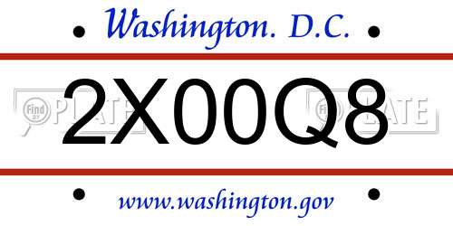 2X00Q8 District Of Columbia License Plate