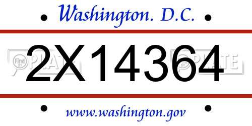 2X14364 District Of Columbia License Plate