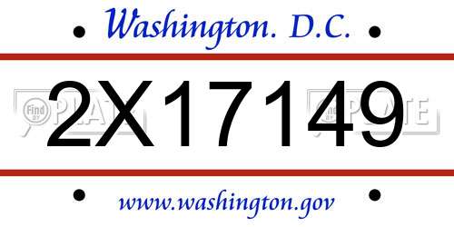 2X17149 District Of Columbia License Plate