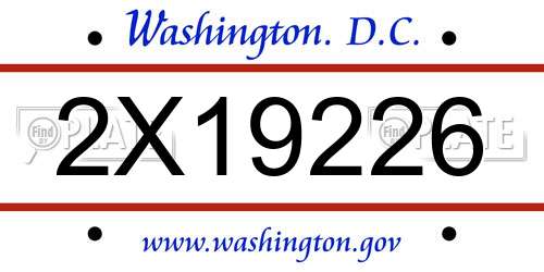 2X19226 District Of Columbia License Plate