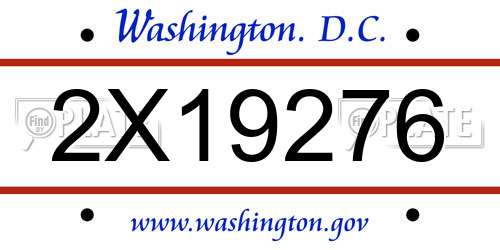 2X19276 District Of Columbia License Plate