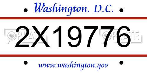 2X19776 District Of Columbia License Plate