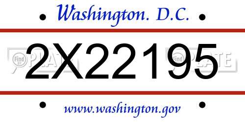 2X22195 District Of Columbia License Plate