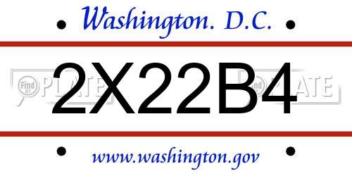 2X22B4 District Of Columbia License Plate