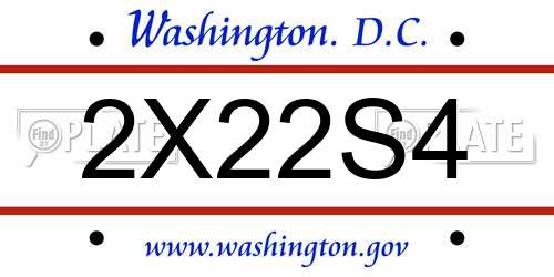 2X22S4 District Of Columbia License Plate