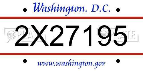 2X27195 District Of Columbia License Plate