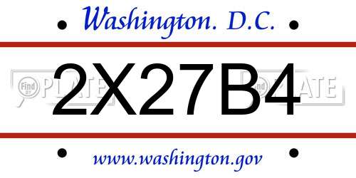 2X27B4 District Of Columbia License Plate