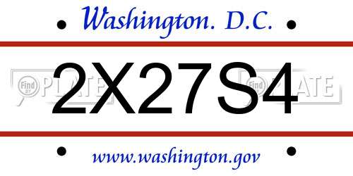 2X27S4 District Of Columbia License Plate