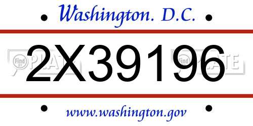 2X39196 District Of Columbia License Plate