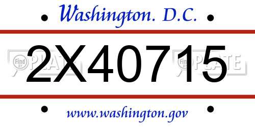 2X40715 District Of Columbia License Plate