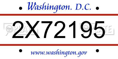 2X72195 District Of Columbia License Plate