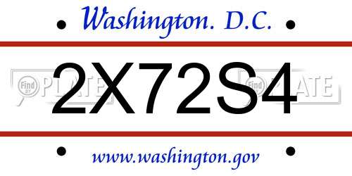 2X72S4 District Of Columbia License Plate