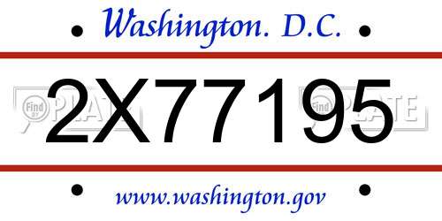 2X77195 District Of Columbia License Plate