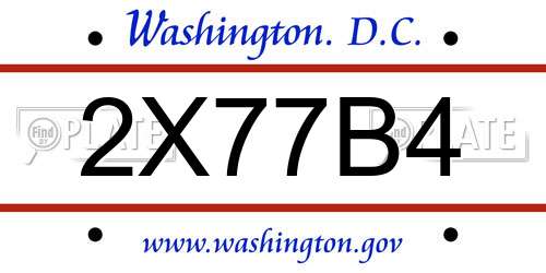 2X77B4 District Of Columbia License Plate