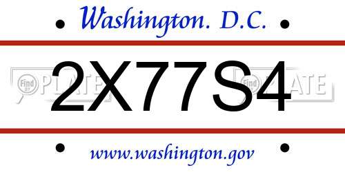 2X77S4 District Of Columbia License Plate