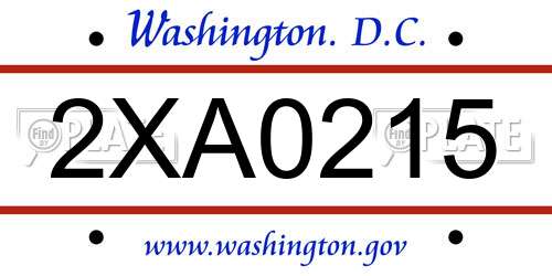 2XA0215 District Of Columbia License Plate