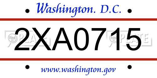 2XA0715 District Of Columbia License Plate
