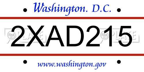 2XAD215 District Of Columbia License Plate